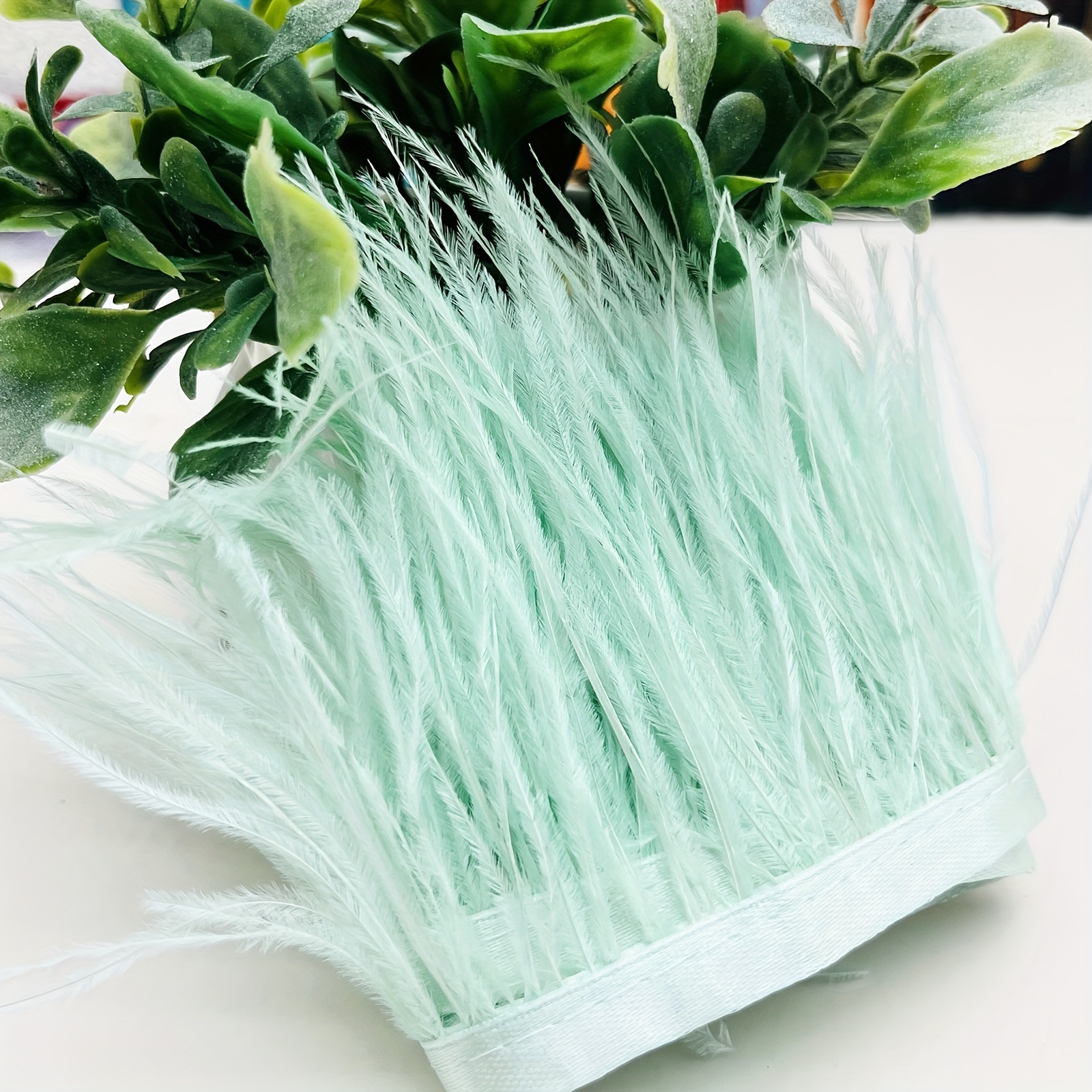 1 Yard Mint Green Ostrich Feather Decoration Suitable - Temu Canada