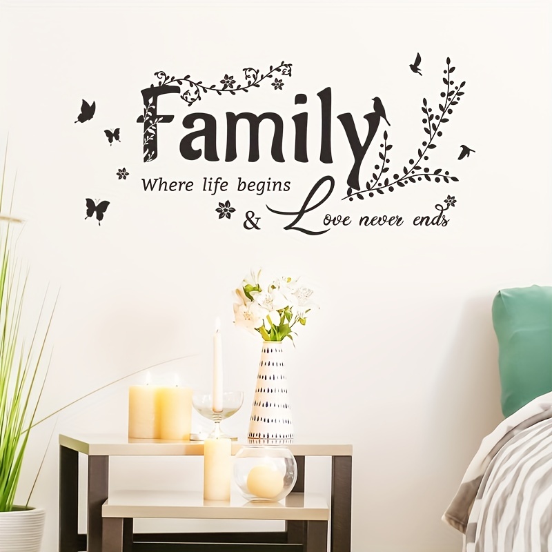 Adhesivo decorativo de pared de vinilo para pared, calcomanías de pared  extraíbles, citas de la familia es todo, calcomanías de pared para la  familia