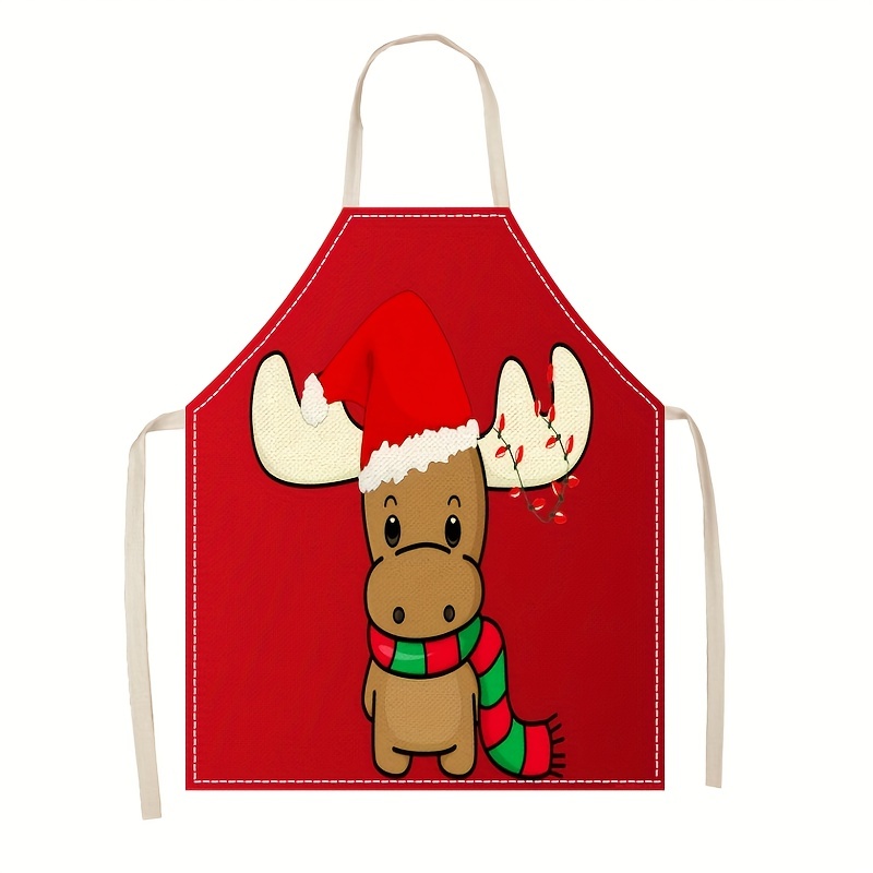 Linen Apron Christmas Theme Apron Thickened Waterproof Waist Temu