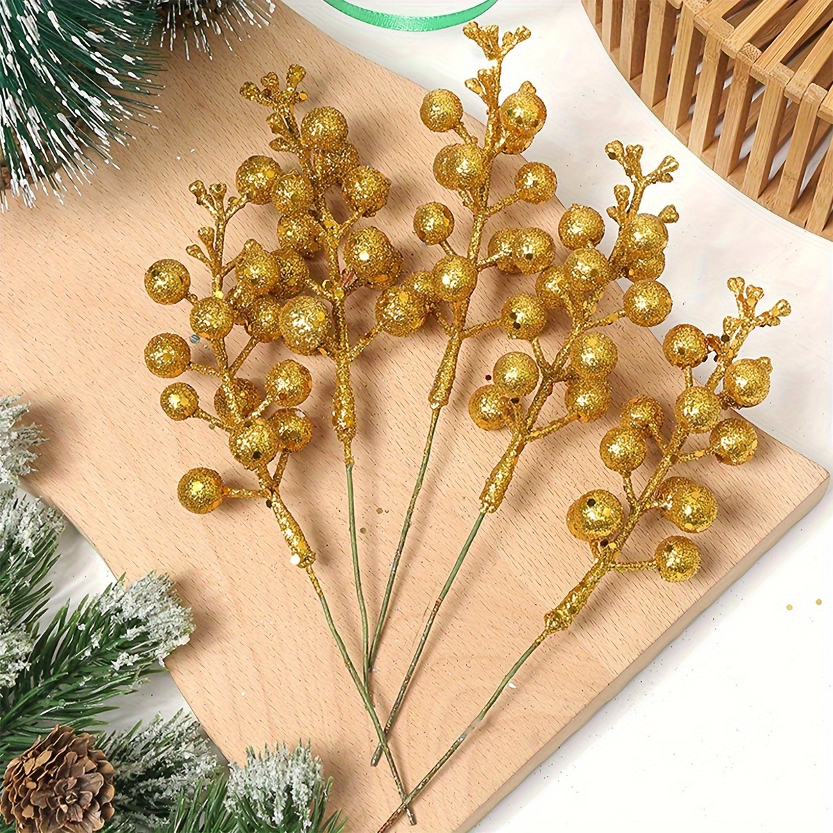 Christmas Glitter Berry Stem, Silvery Artificial Christmas Pick, Suitable  For Christmas Tree Ornaments, Diy Christmas Wreaths, Crafts, Holiday And  Home Decor - Temu