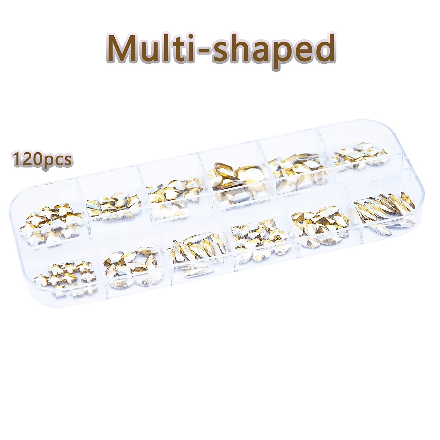  120 Pieces Multi Shapes Gold Gems Crystals and 3000 Pieces Gold  Nail Rhinestones Round Flat Back Gems Diamond Stone with Rhinestone Picker  Dotting Pen and Tweezer for Nail Clothes : Everything Else