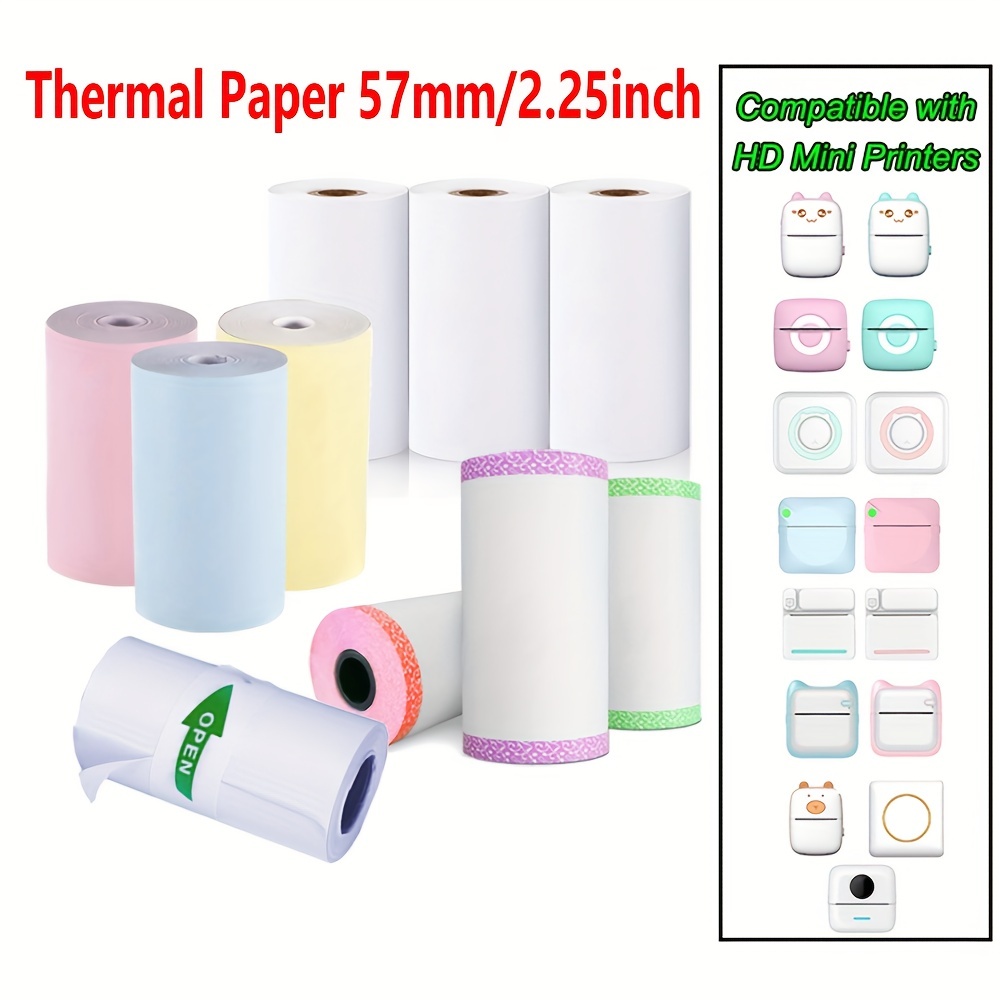 Mini Papier D'imprimante, Papier Thermique 57mm, Papier Couleur