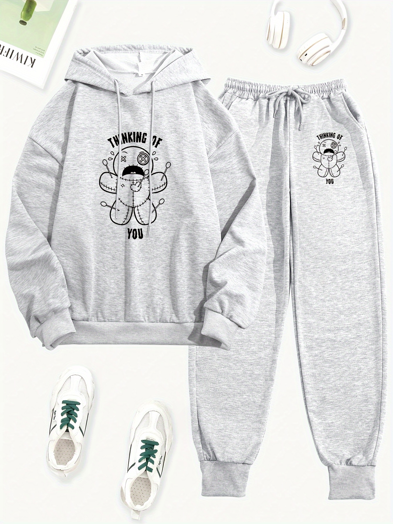 Cute Hoodie And Sweatpants Set - Temu
