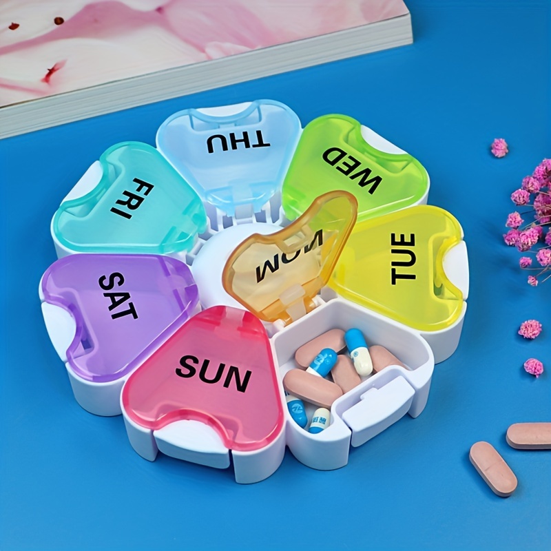 Portable Pill Box, Pill Organizer Case, 7 Daily Compartments, Am Pm Slot,  Weekly Dosis Container, Medicine Holder, Pills Medication Dispenser - Temu