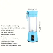 1pc wireless portable blender six leaf blade usb rechargeable mini juice blender suitable for juice shakes and smoothies juice milk fruit and vegetable mini juicing cups 1