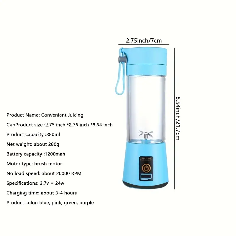 1pc wireless portable blender six leaf blade usb rechargeable mini juice blender suitable for juice shakes and smoothies juice milk fruit and vegetable mini juicing cups 1