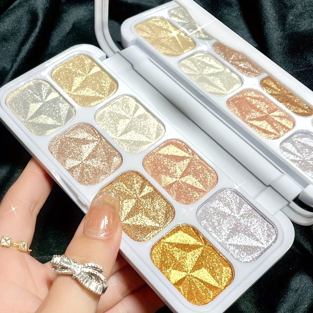 Diamond Highlighter Multifunctional Eyeshadow Palette Shiny Biased Flash  Glitter Powder Pearlescent Three-dimensional Makeup Brightening And  Contouring Palette - Temu