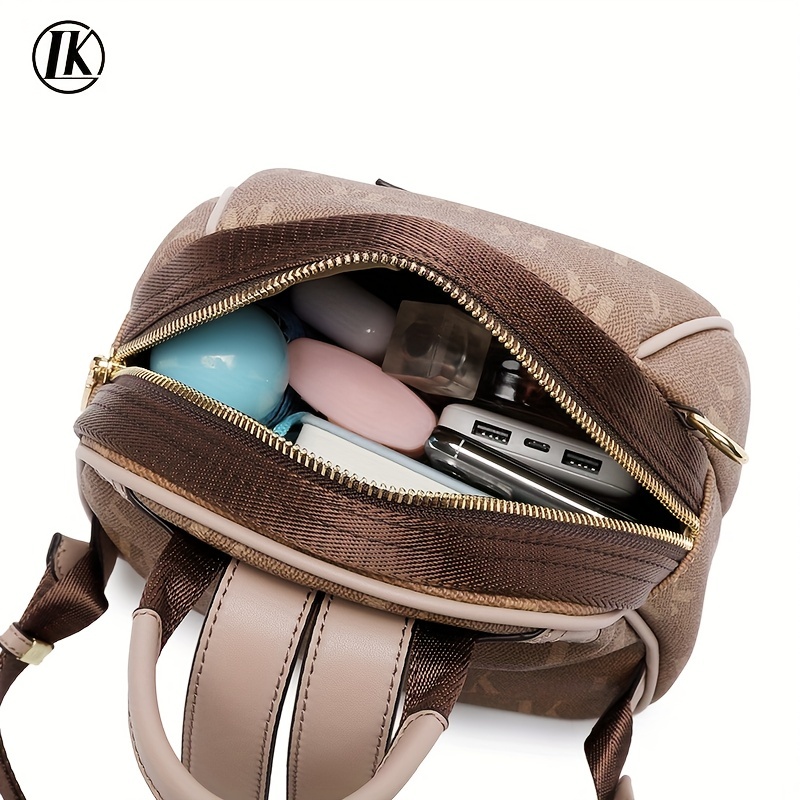 Vintage Geometric Convertible Backpack, Anti-theft Preppy School Bag,  Women's Casual Daypack & Purse - Temu