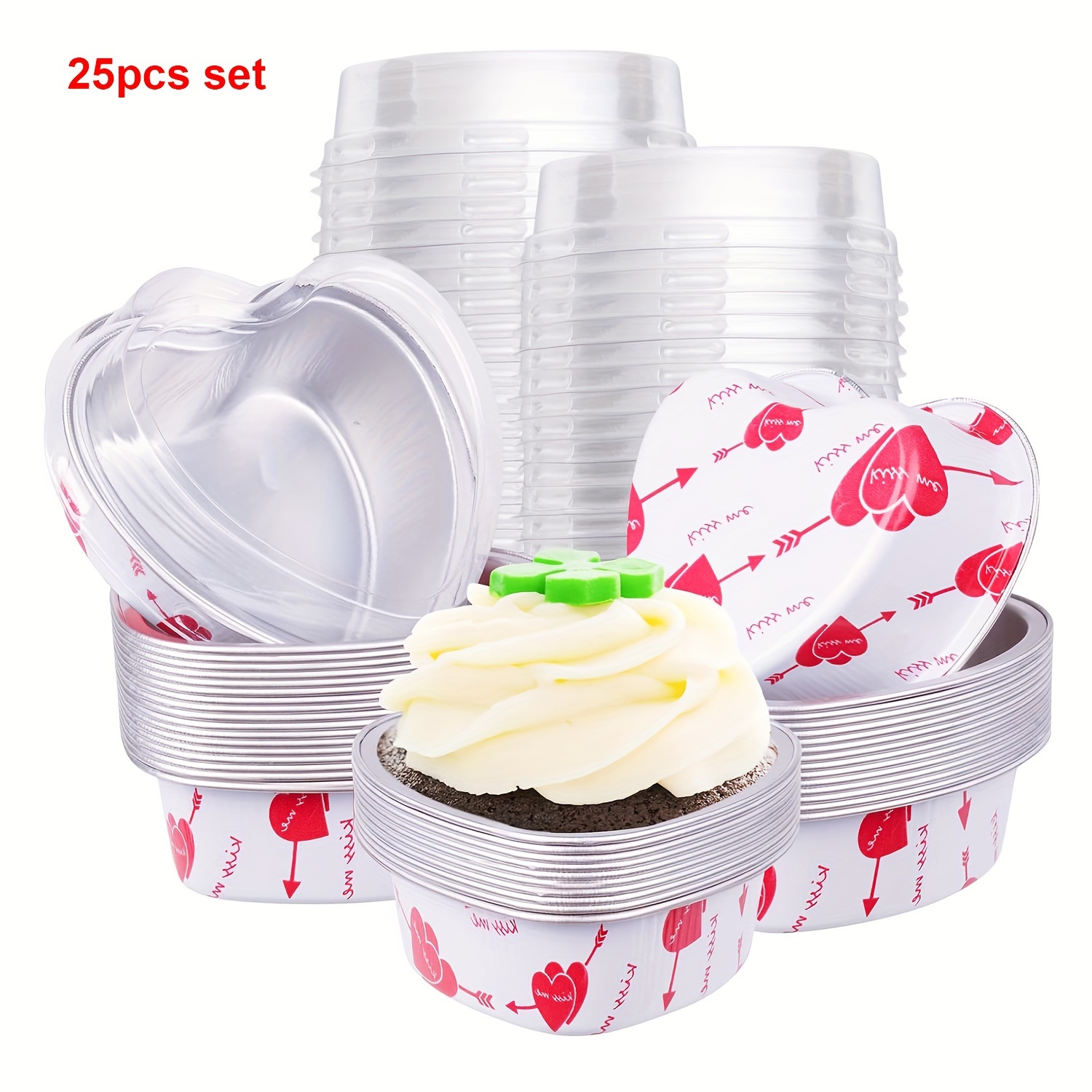 50Pcs Aluminum Foil Muffin Cupcake Cups Red