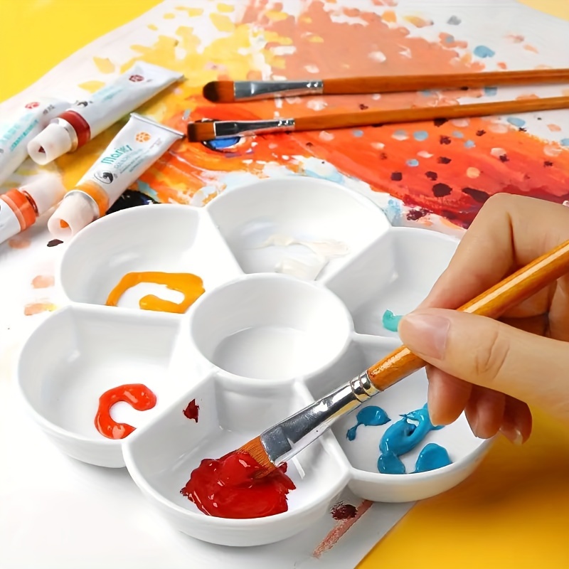 High-quality ceramic watercolor palette plum blossom rectangular multi-grid  painting palette gouache acrylic art supplies - AliExpress