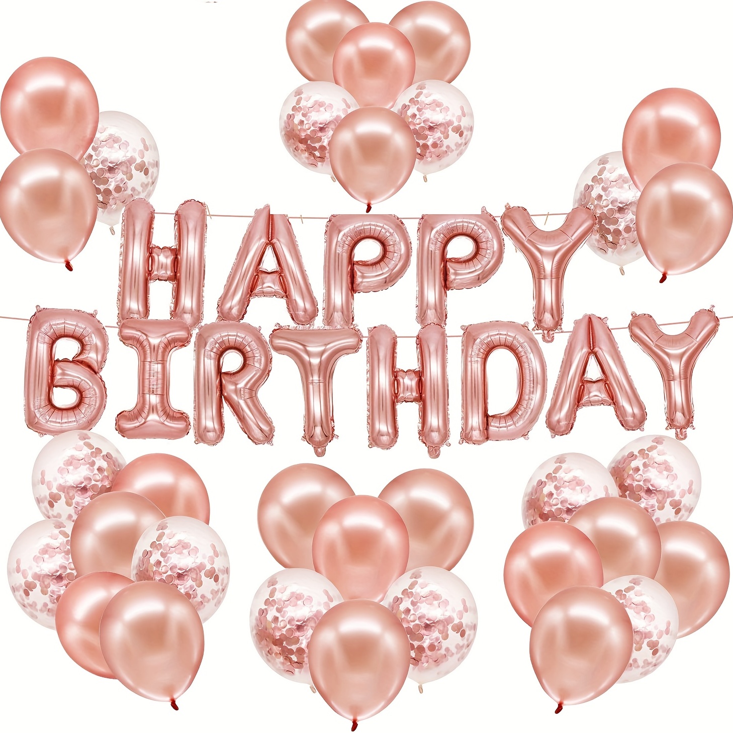 Rose Gold Birthday Party Decorations Happy Birthday Banner With Rose ...