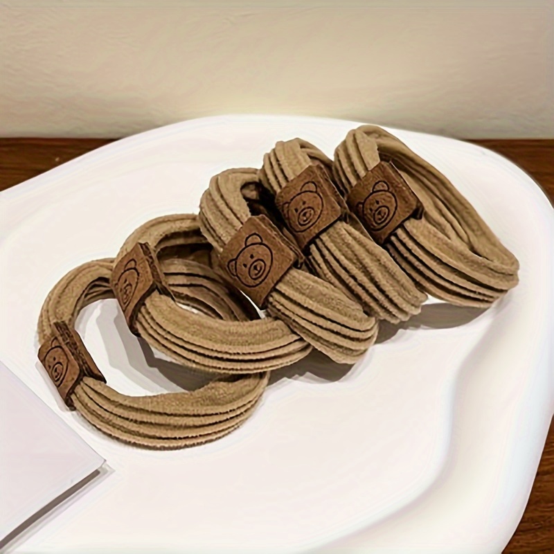 5pcs Little Bear Hair Rope Elastic Headband Thick Hair Ties