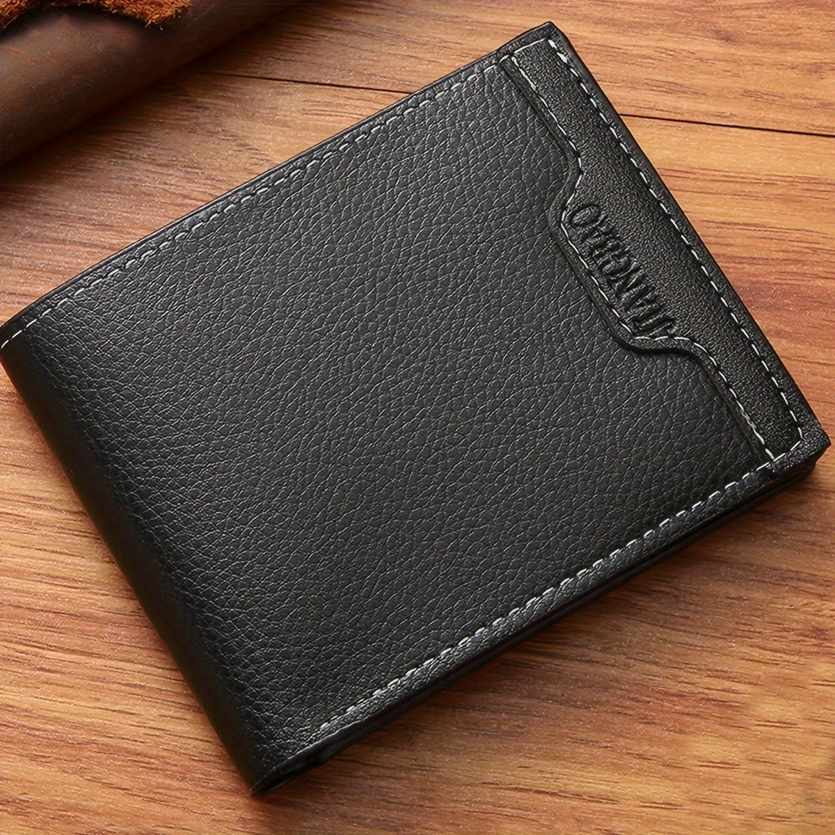Double Card Case - Black and Tan Leather Wallet