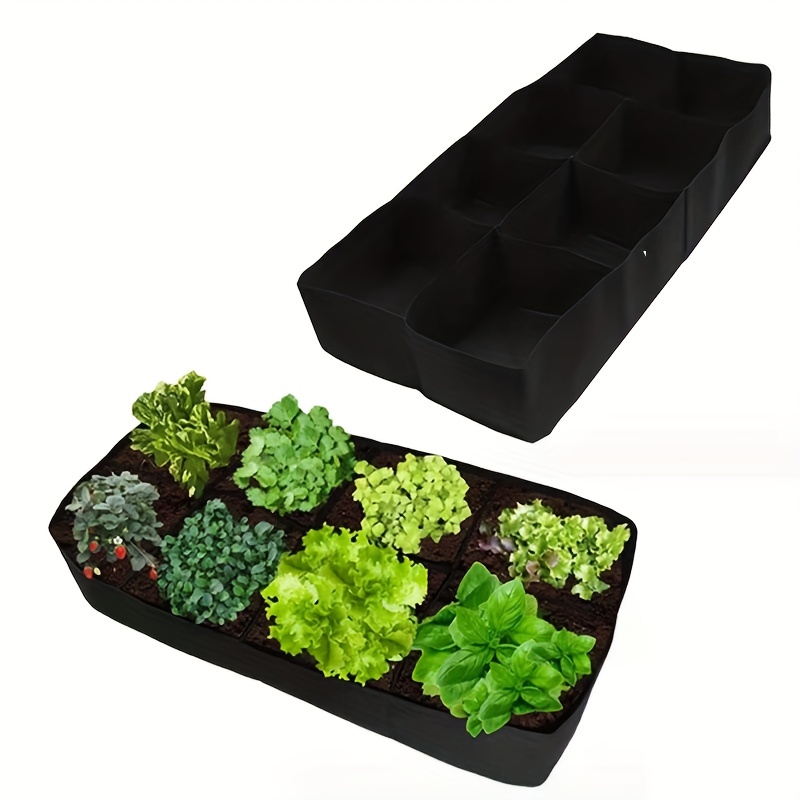 

1/2pcs, Fabric Raised Garden Bed, 8 Grids Plant Grow Bags, Breathable Planter Raised Beds For Growing Vegetables Potatoes Flowers, Rectangle Planting Container For Outdoor Gardening