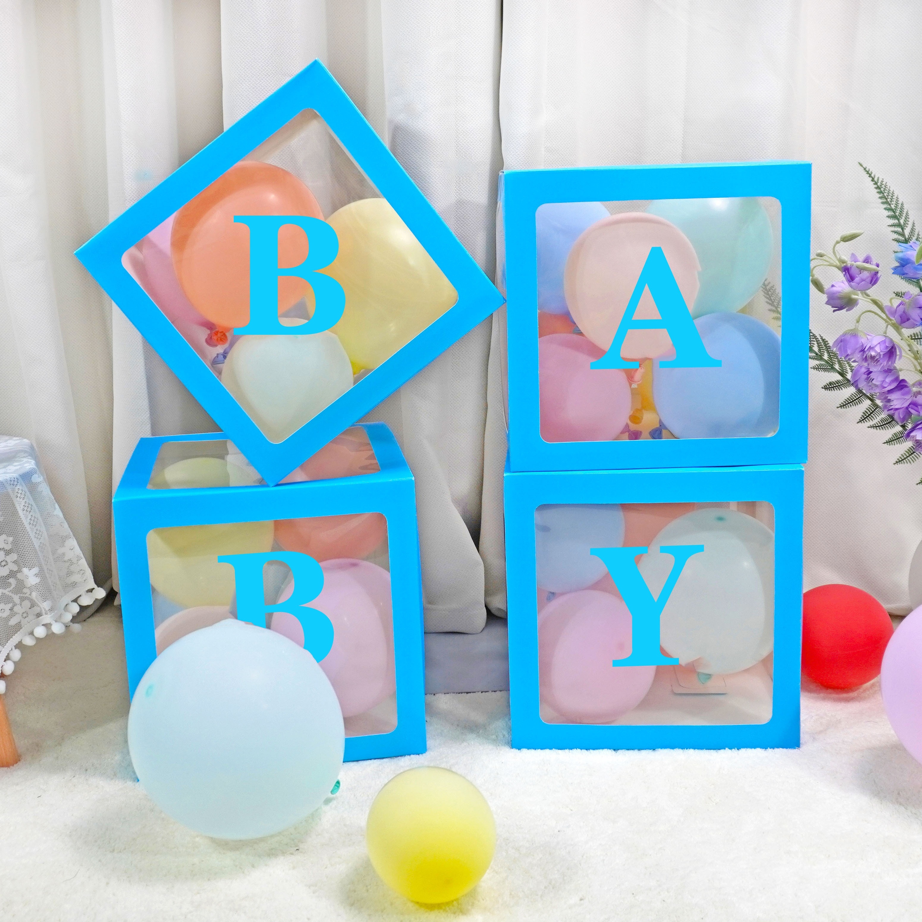 Baby Shower Decorations Baby Balloon Boxes Blocks with 4 Letters for Boy  Girl 1st Birthday, Bear Baby Shower, Bridal Shower, Gender Reveal Party