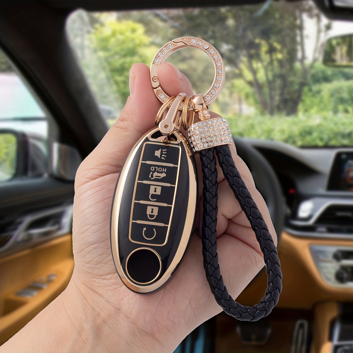 Sac de Chaîne de Clé de Voiture Protection en Cuir Véritable Car Smart  Keychain Porte-Monnaie Porte-Clés Automatique à Distance Porte-Clés pour  Les Femmes et Les Hommes : : Mode