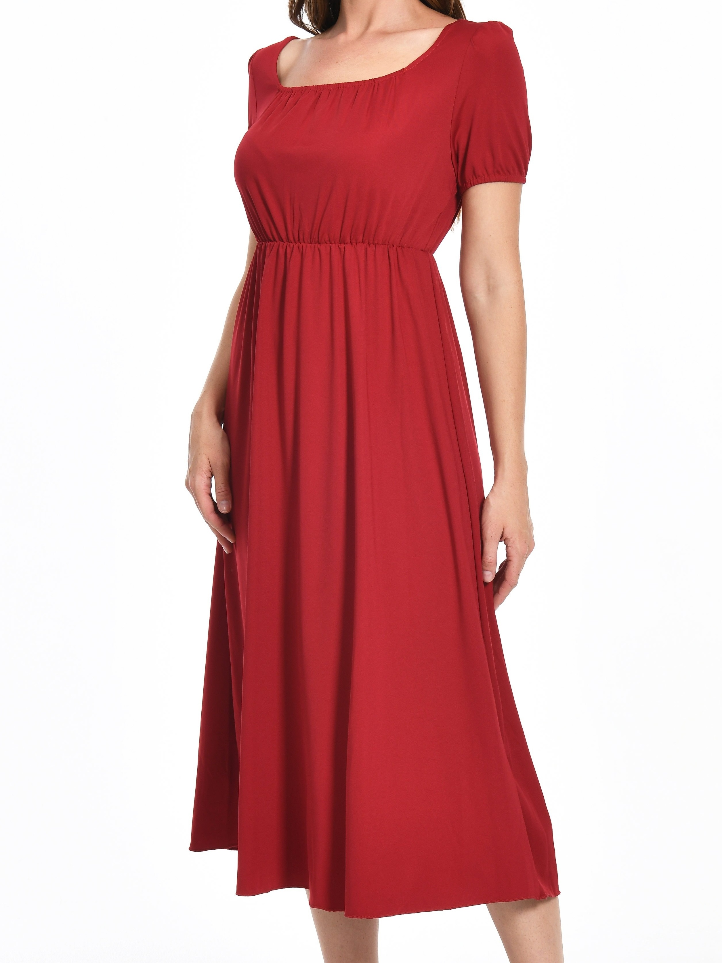 Solid Simple Cinched Waist Dress Casual Short Sleeve Buttons Temu