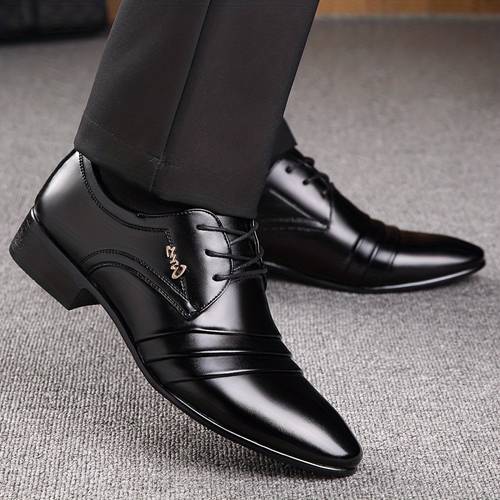 mens dress shoes new mens shoes casual shoes british loafers pointed toe dress shoes lace up mens gift low top plus size mens black shoes