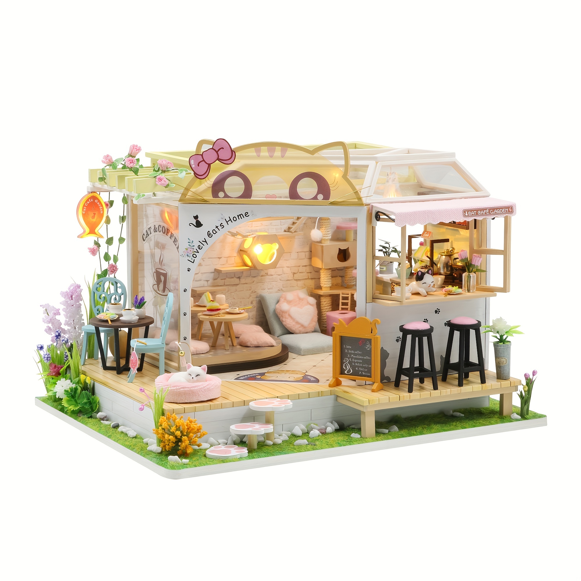 DIY Miniature House Kit Flavory Coffee Shop, Tiny House Kit for Adults to  Build, Mini House Making Kit with Furnitures, Halloween/Christmas