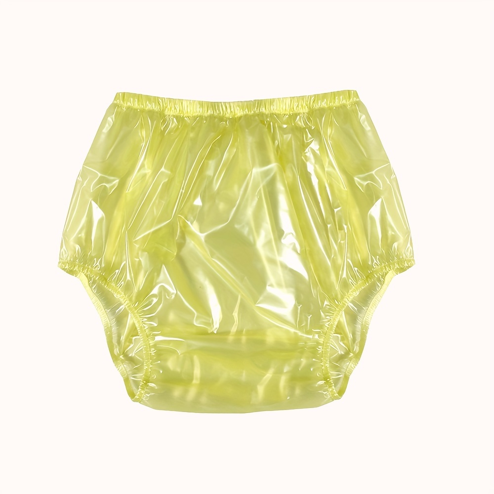 Adult Baby Plastic Pants Incontinence PVC Diaper Cover 2 Pieces (S, Yellow)