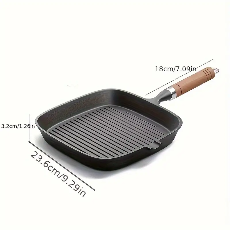 Steak Pan, Cast Iron Square Grill Pan, Skillet Pan With Handle