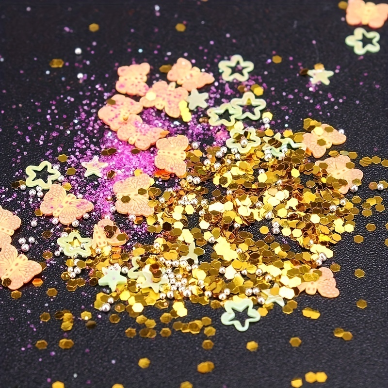 DIY Nail Art Charms Kit with Rhinestones, Sequins, and Glitter Powder