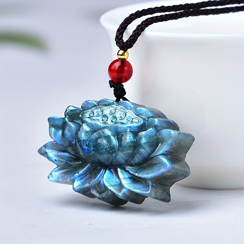 

1pc Natural Lotus Carving Pendant, Gifts For , Pendants For