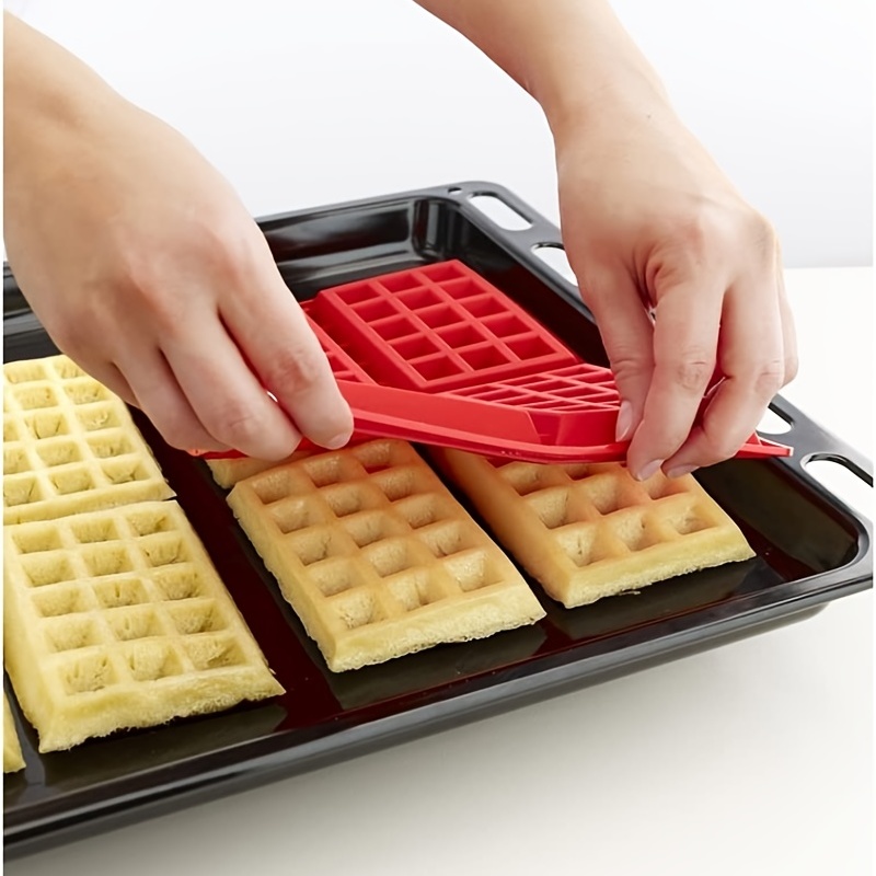 6 Pcs Mini Waffle Cookie Mold, Silicone Chocolate Mold Square Heart Flower  Shape Waffle Maker Baking Pan Tray For Candy Cake Chocolate Bar - Pink