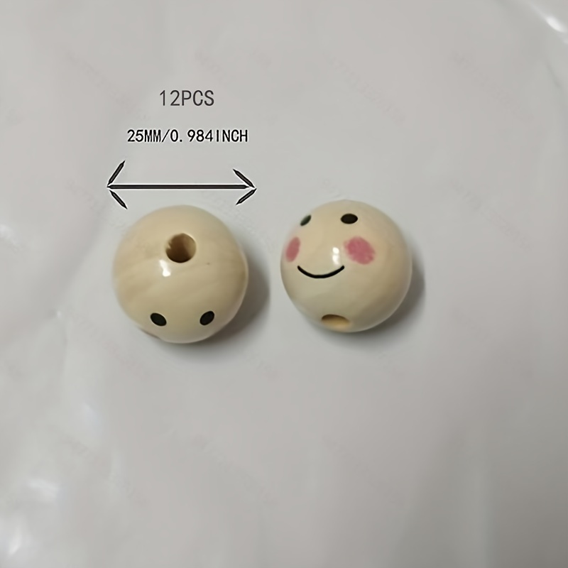 Image of Large Size 25mm 12pcs Wooden Bead Additions With Varnish In Natural For Male Doll Heads With , Round Wooden Beads With Holes