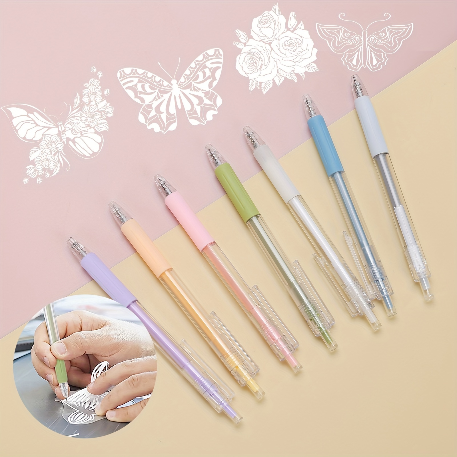 SEPGLITTER Craft Cutting Tools, 25 Pcs Pen Cutter Tools with Mini Sharpener  Utility Students Paper Cutting Retractable Carving Pen with Tungsten Steel