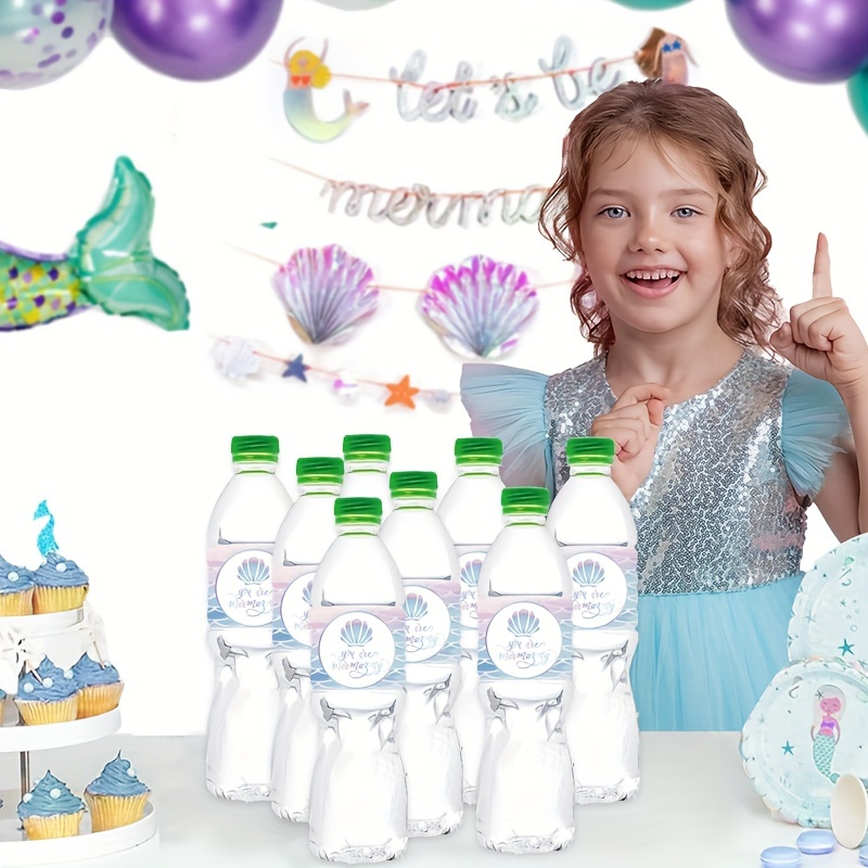 Mermaid Themed Birthday Party Mineral Water Bottle Stickers - Temu