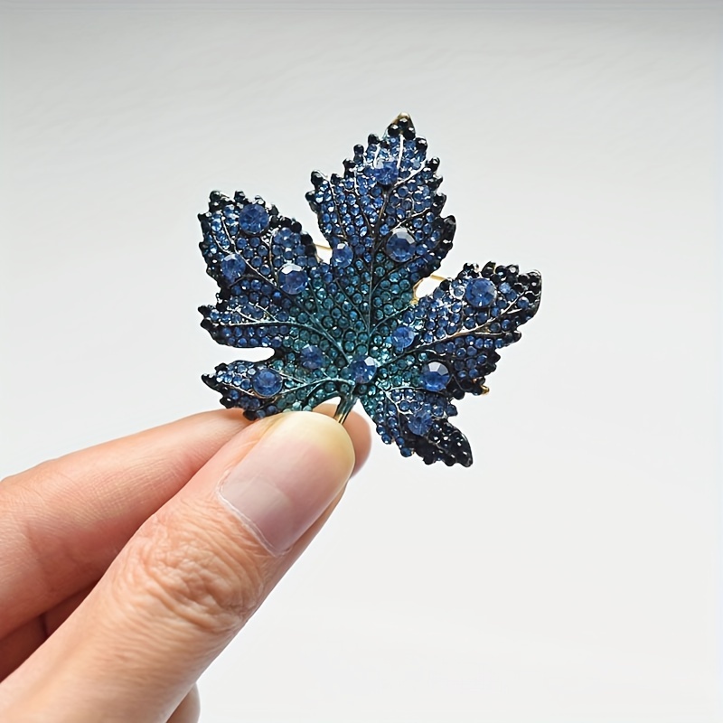 Maple Leaf Rhinestone Brooch, Vintage Design