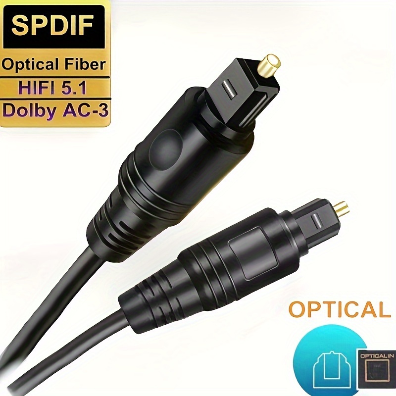 CableCreation Cable de audio óptico, cable de fibra óptica de 3 pies  [S/PDIF] con chapado en oro para cine en casa, barra de sonido, TV, PS4,  Xbox