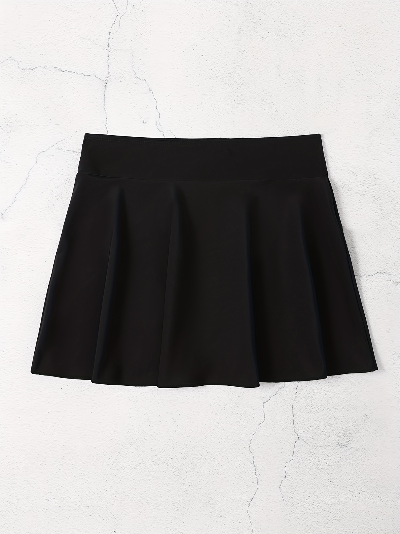 Solid Flare Cover Up Skirt High Stretch Elastic High Waist