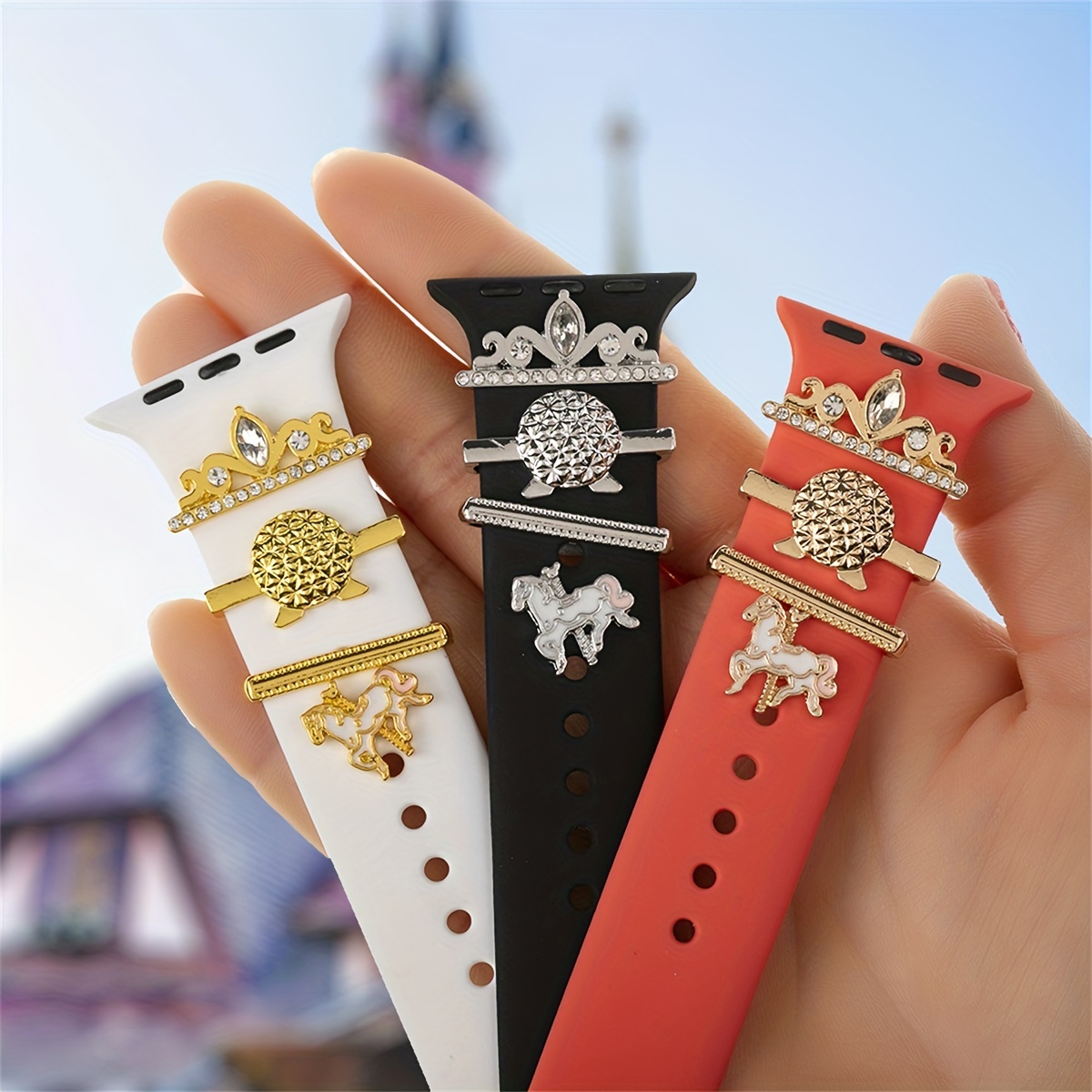 Smart Watch Accessories Set For Applewatch Watch With Decorative Ring Nails  Silicone Strap Decorative Combination