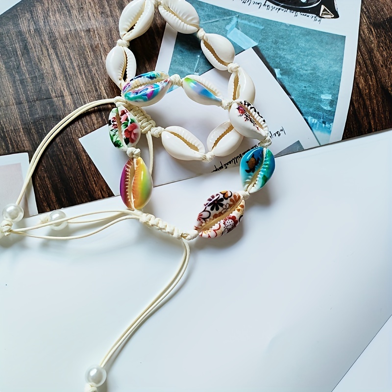 Men's Painted Shell Braided Bracelet, Bohemian Style