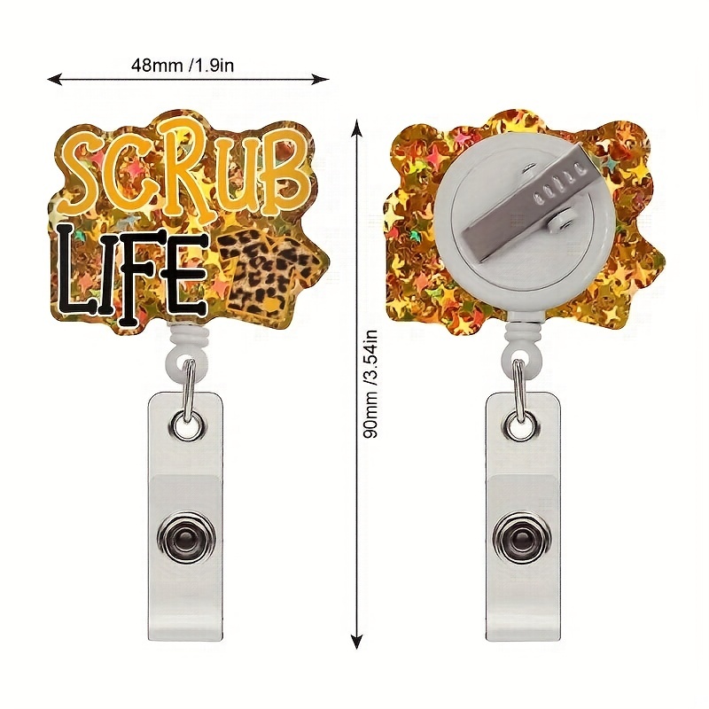 1pc Flash Letter Badge Reel Retractable Badge Reel for Teacher Student Doctor Nurse Office Gifts,Temu