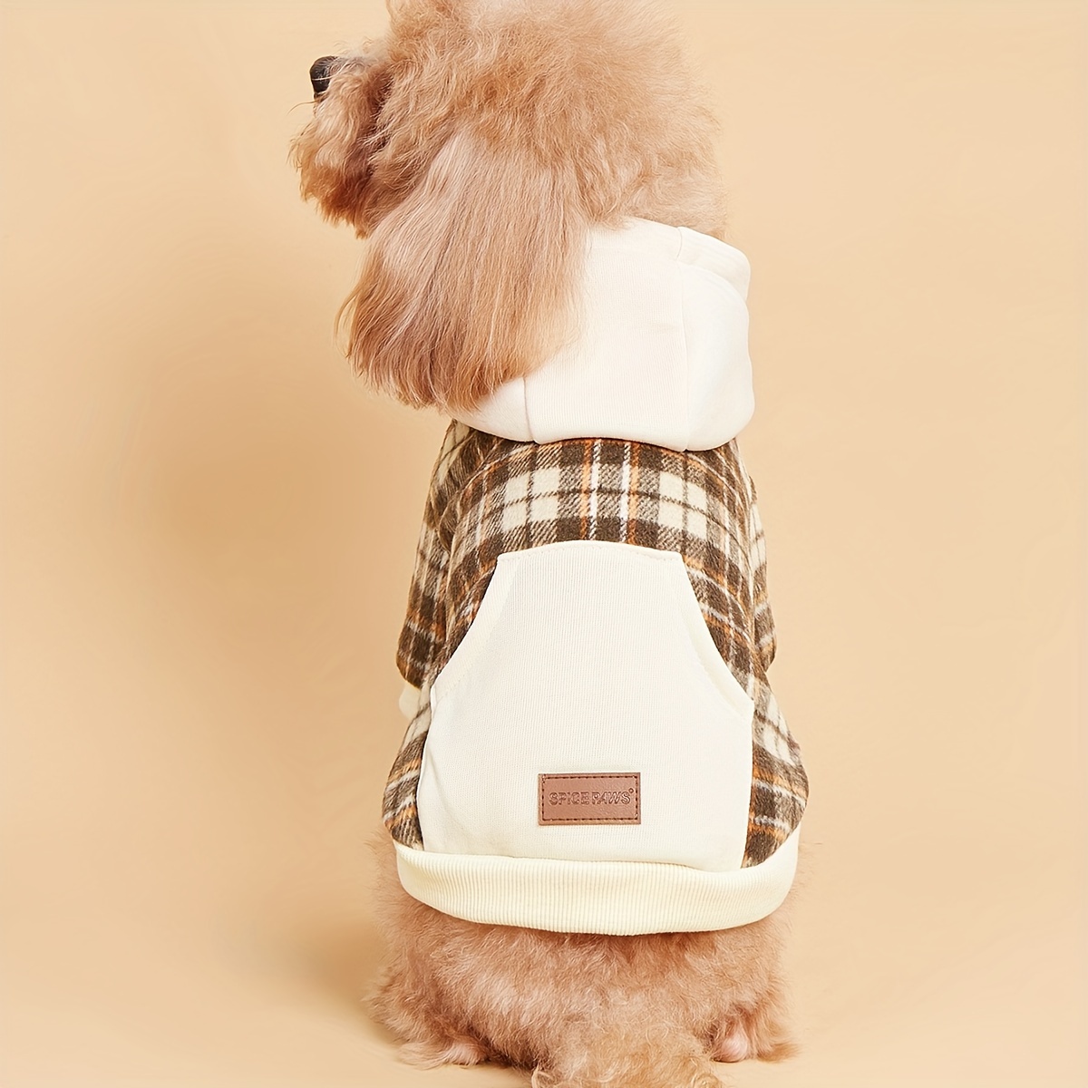 

1pc Pet Colorblock Plaid Sweatshirt, Dog Hoodie With Pocket, Puppy Clothes For Autumn And Winter