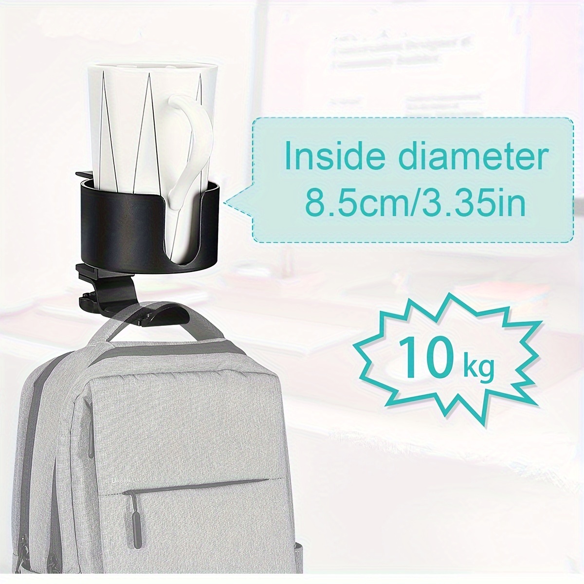Desk Cup Holder with Headphone Hanger for Desk in Home, Anti-Spill Cup