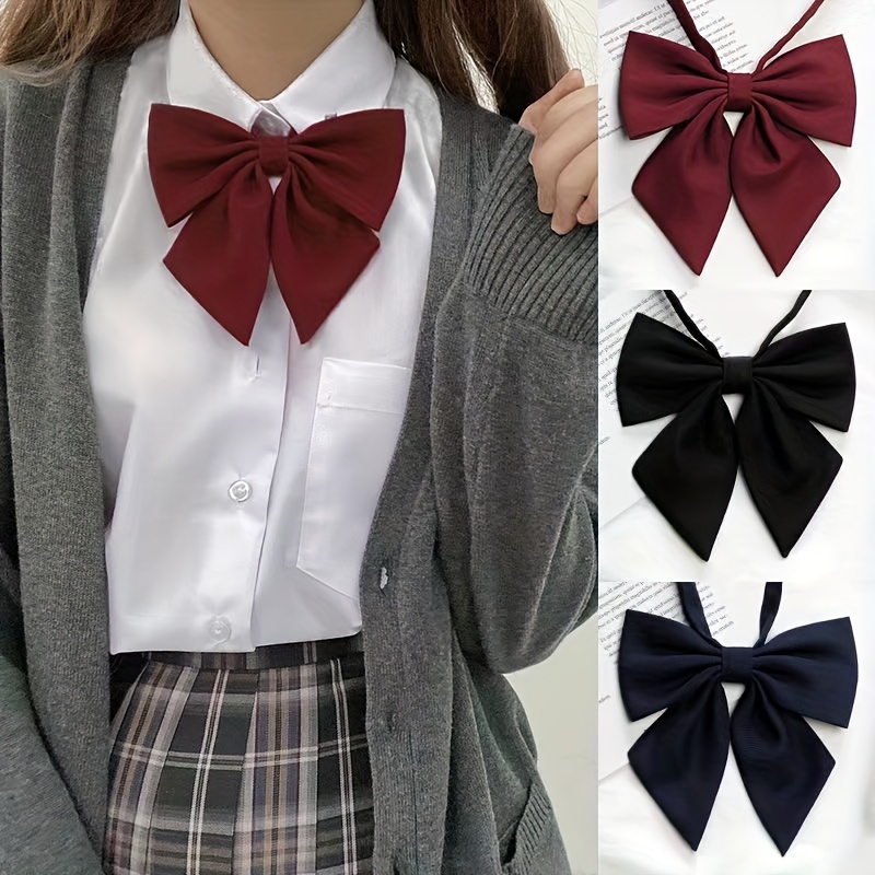

3 Colors Basic Twill Bow Bowtie, Simple Style Adjustable Shirt Bowtie, Jk Uniform Matching Bowtie For Women Daily Use