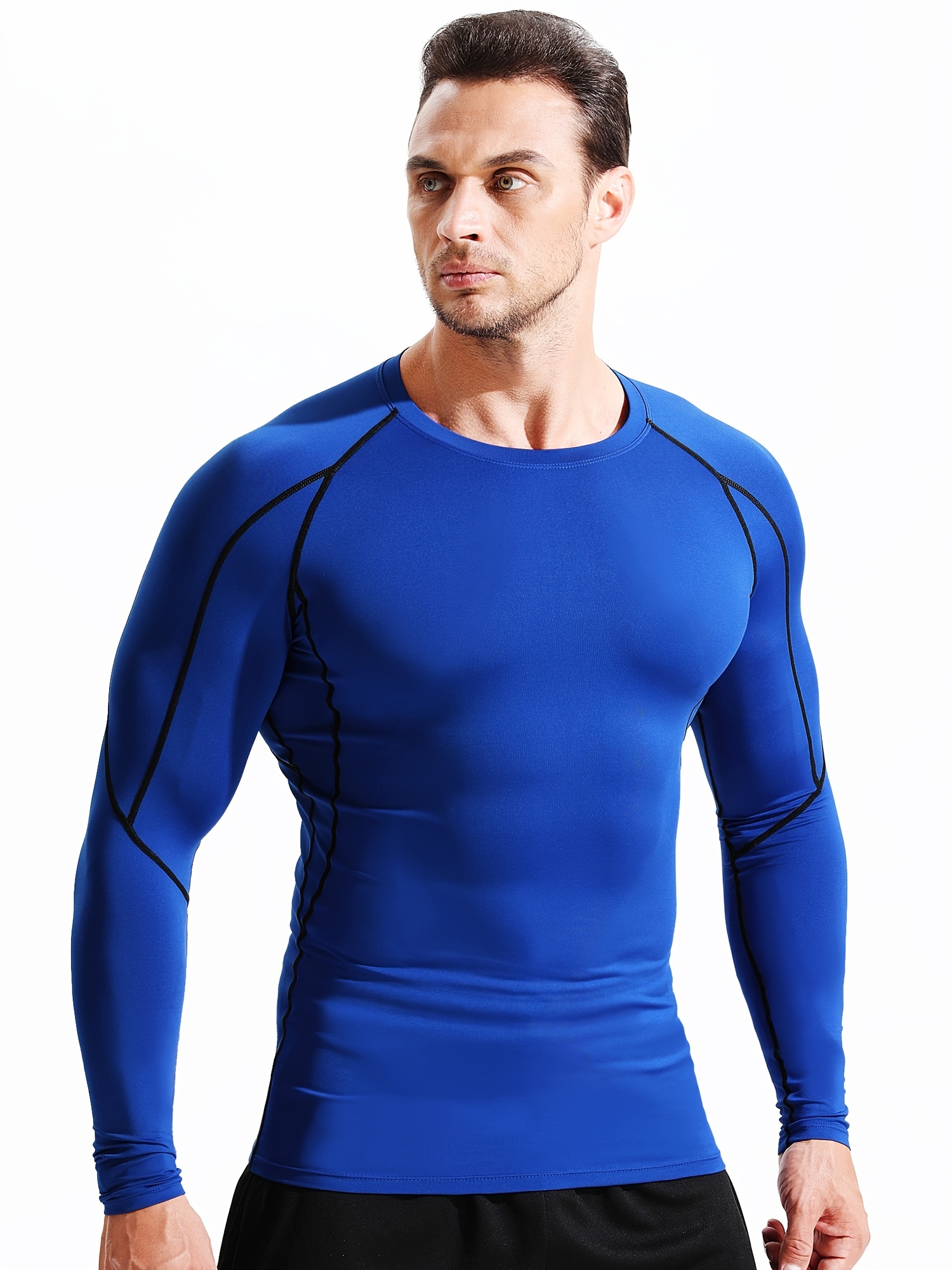 Men's Muscle Fit Compression Shirts Sweater Winter Warm Long Sleeve  Base-Layer Workout T Shirts Sports Running Tops