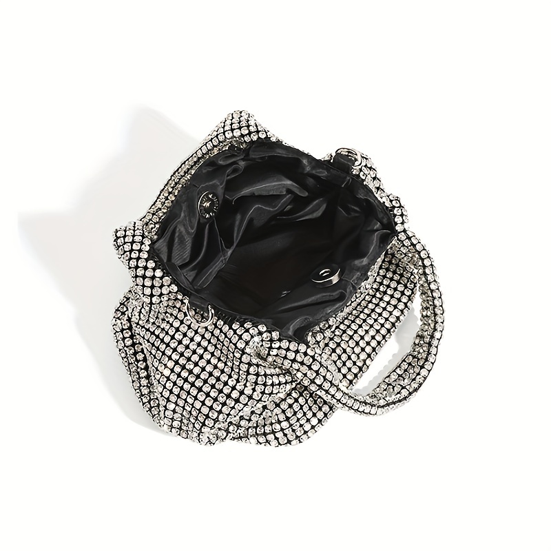 Rhinestone Decor Mini Bucket Bag, Lightweight Chain Versatile Shoulder Bag,  Shiny Portable Top Handle Handbag - Temu
