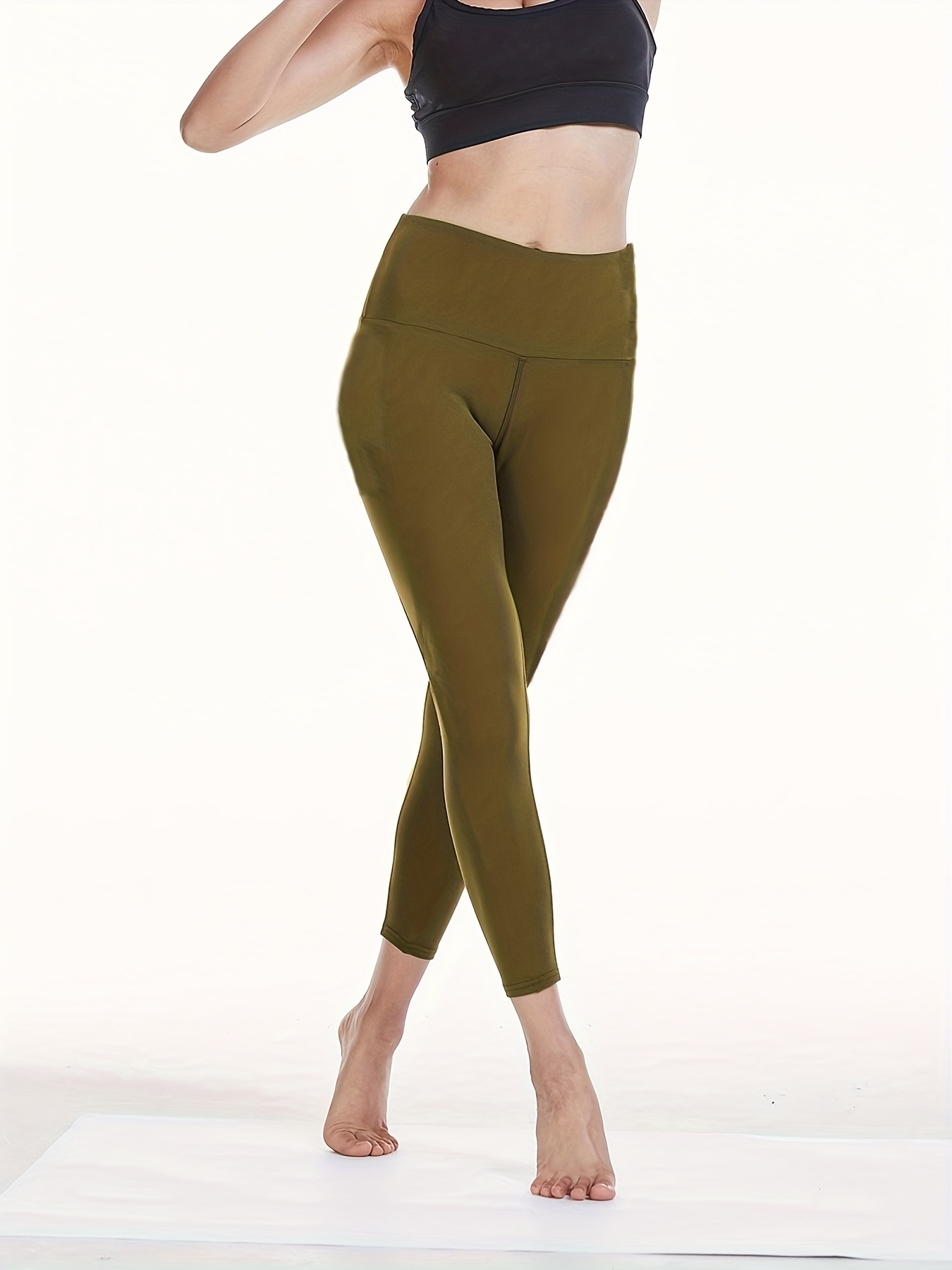 Spanx Look At Me Now Seamless Cropped Leggings Activewear Sage Camo Green 