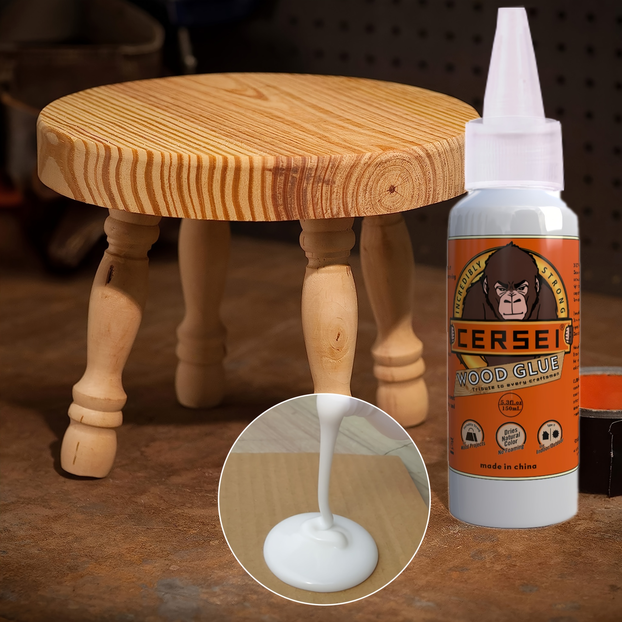 Gorilla Enhanced version Woodworking Glue Quick Drying Super Strength  Bonding Super Adhesive Waterproof Safe Natural Color