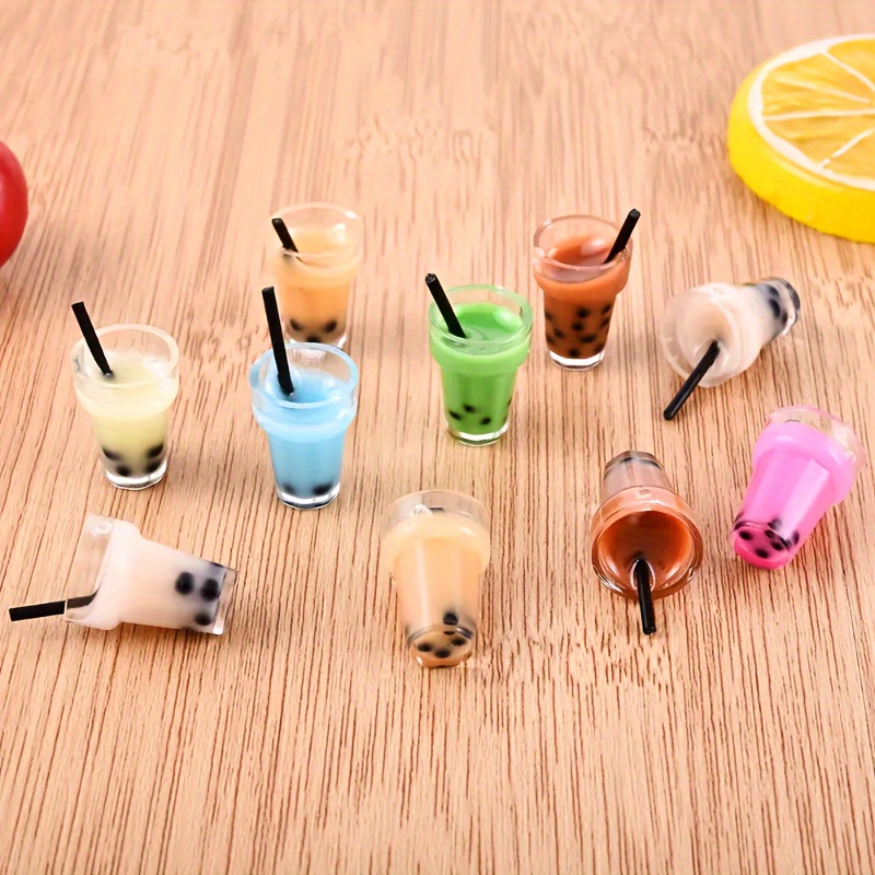 

10 Pcs Miniature Boba Tea Charms, Assorted Macaron Colors Resin Pearl Milk Tea Cup Diy Pendant For Necklace, Earrings, Keychain Jewelry Making