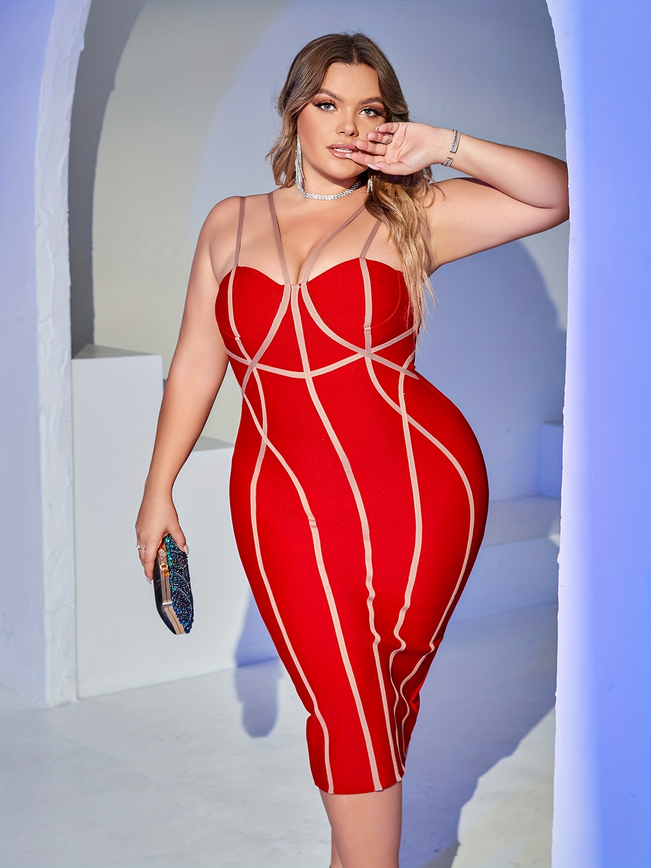 Plus size clearance red dress australia