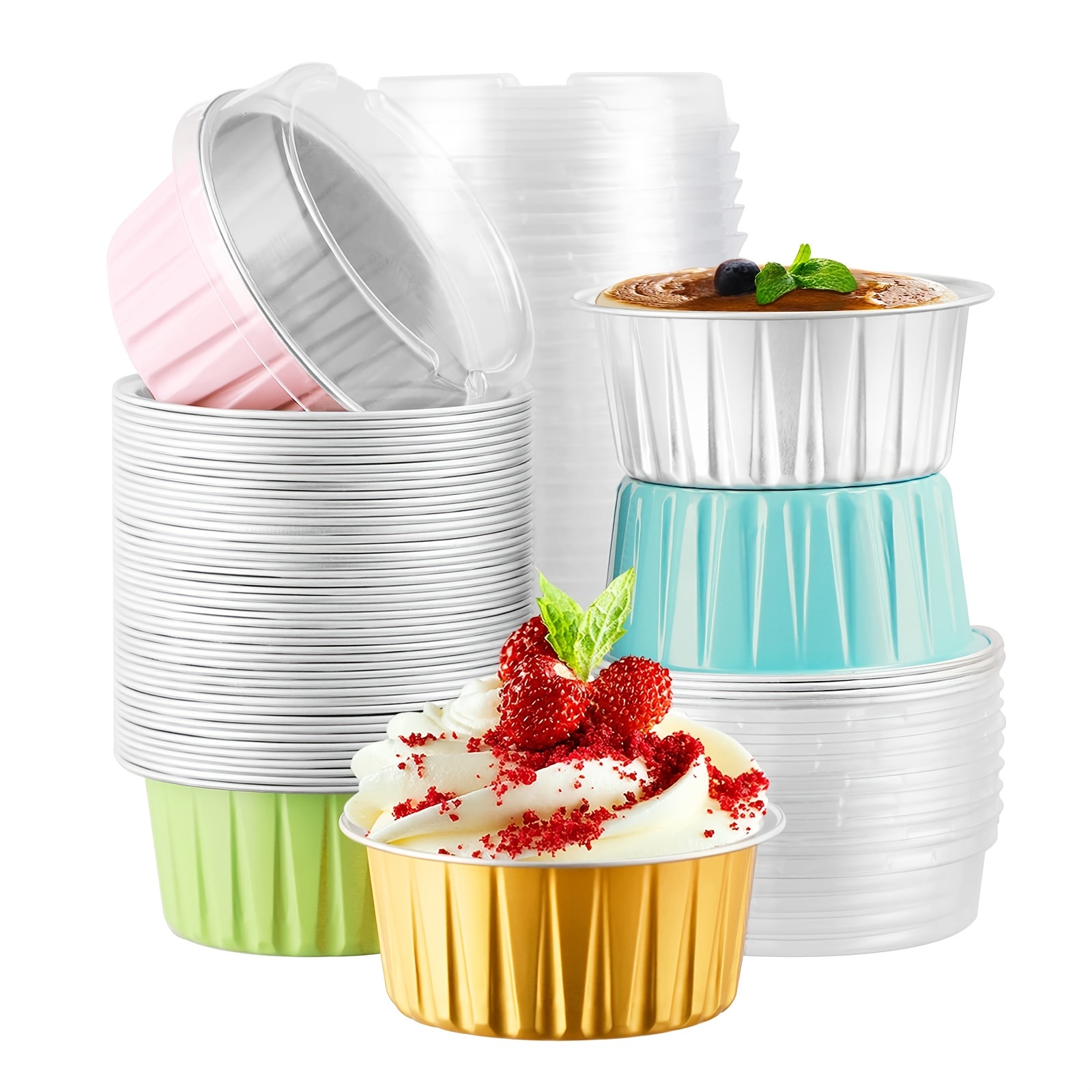 Muffin Cake Baking Pan Foil Baking Cups Dessert Cups Lids - Temu Germany
