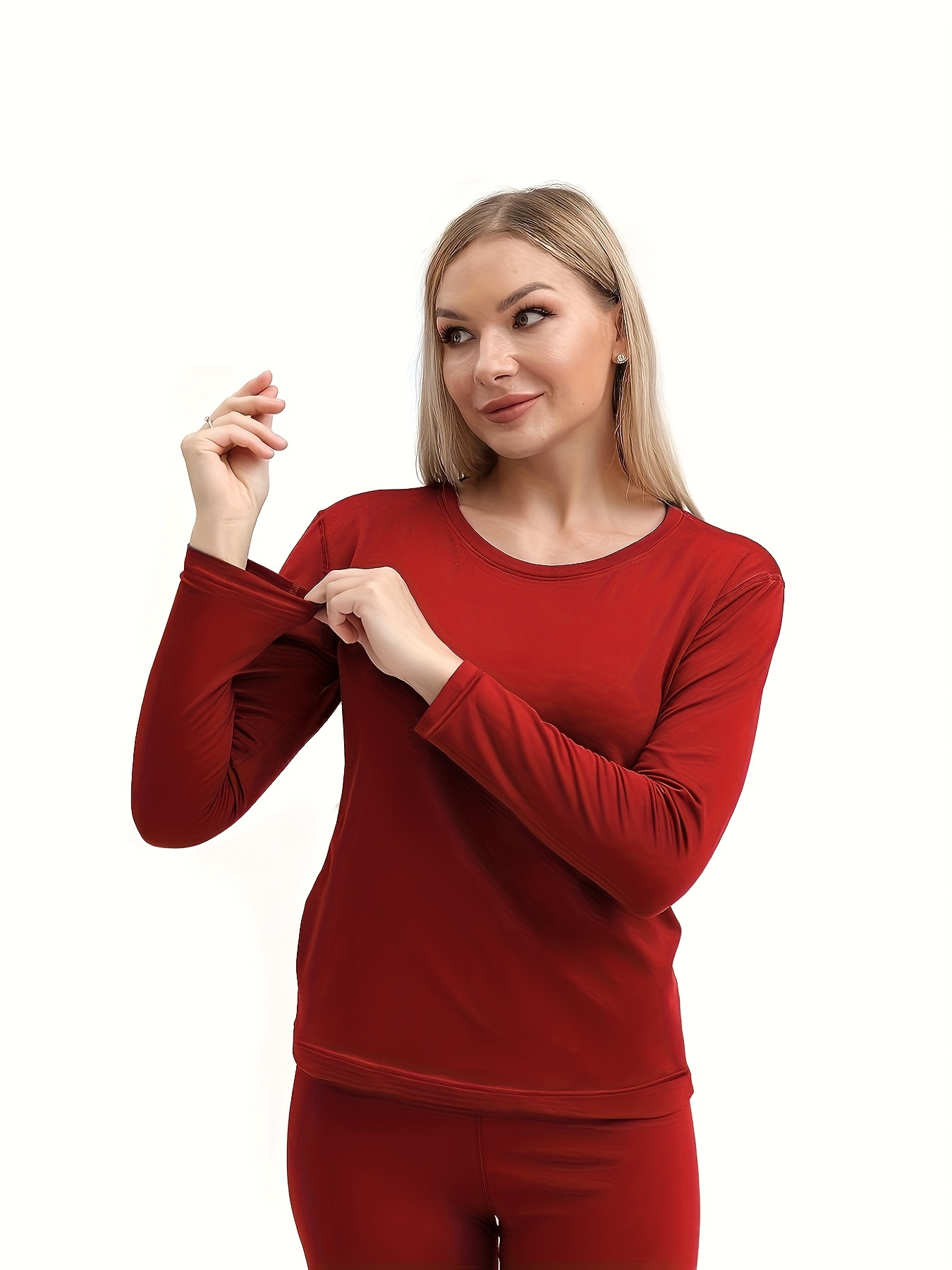 Long Sleeve Women Plus Size Thermal Long Autumn Women Long Warm Women  Thermal Underwear Wear (Color : A Size : L(48-52kg)) (B 3XL(68)