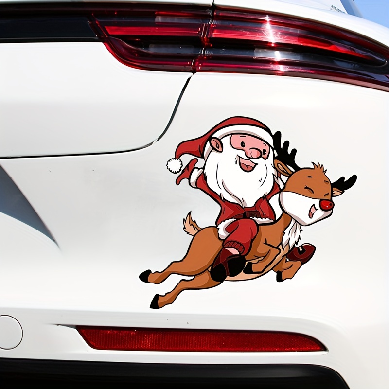 1pc Christmas Santa Claus Elk Cartoon Decoration Car Body Window Rear Glass  Window Sticker
