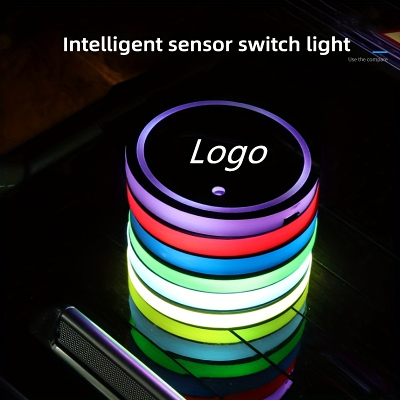 2Pcs LED Cup Holder Lights 7 Colors LED Car Coasters Luminescent